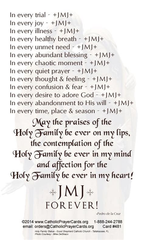 JMJ Forever, Holy Family Prayer Card