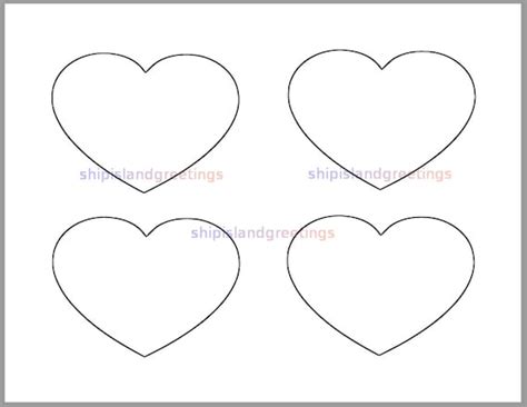 4 Inch Heart Template-heart Instant Download-valentines - Etsy