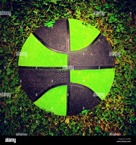 Green Basketball ball on grass Stock Photo - Alamy