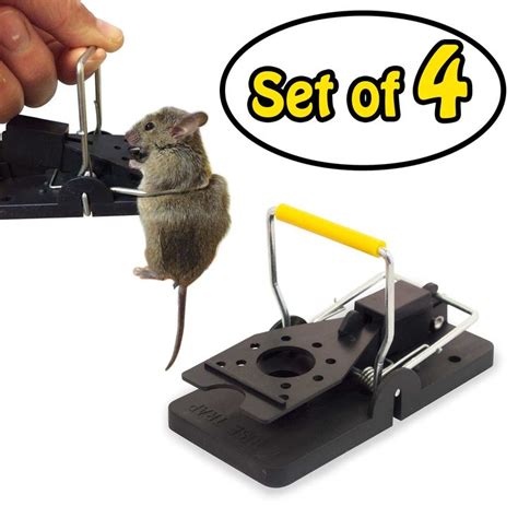 4-Pack Mouse Snap Traps, Easy Reusable Pest Control Trap Set Medium Size - AllTraps.com