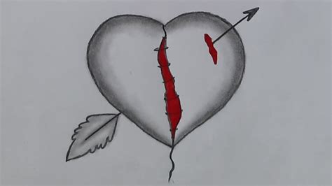 Broken heart 💔 drawing | Broken heart drawing stepbystep| Pencil drawing | Heart drawing - YouTube