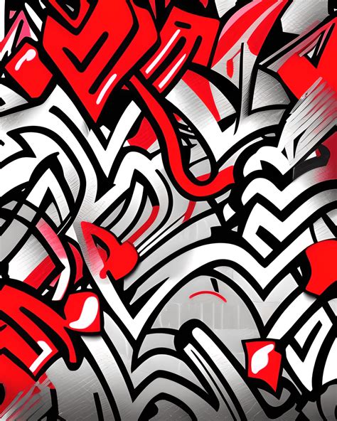 Chrome Red Black White and Zilver Graffiti Background · Creative Fabrica