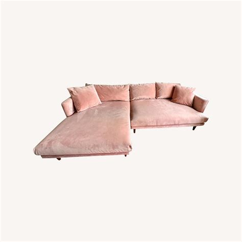 Joybird Pink Velvet Sectional - AptDeco