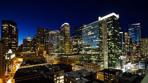 Wallpaper city, buildings, night, lights hd, picture, image