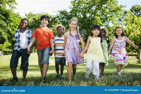 Group of Diverse Kids Having Fun Together in the Park Stock Image - Image of small, child: 101668989