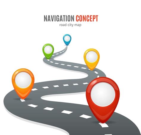 Premium Vector | Navigation Concept. Road with Map Pins or Markers.