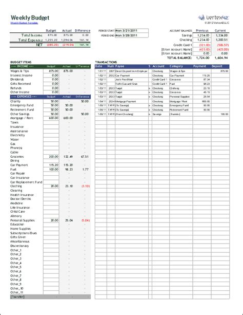 Free Printable Weekly Budget Worksheet : Free Budget Sheet Template ...