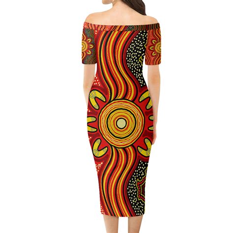 Australia Australia Aboriginal Short Sleeve Off Shoulder Lady Dress ...