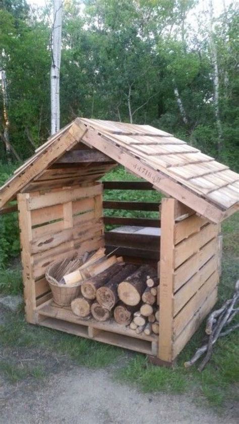 Pallet Wood Shed #outdoorwood | Outdoor firewood rack, Firewood storage outdoor, Wood shed