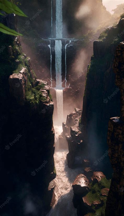 Premium Photo | Mystical magical waterfall in the mountains