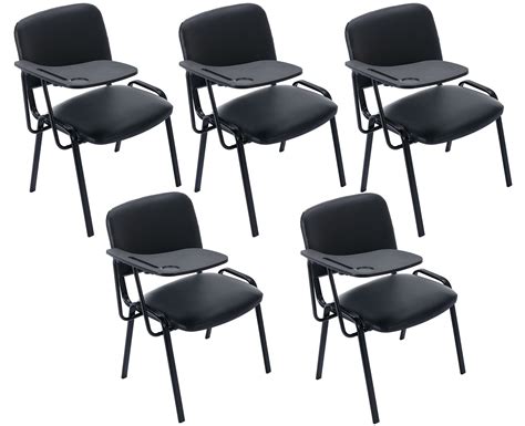 Guyou Set of 5 Black Stackable Conference Room Chairs with Flip-up ...