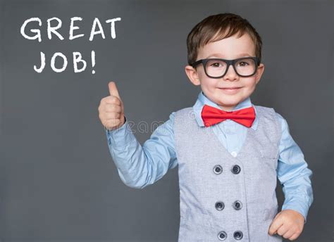 Cute Little Boy Giving Thumbs Up Saying Great Job Stock Image - Image ...