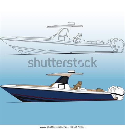 Fishing Boat Side View Vector Line-art Stock Vector (Royalty Free ...