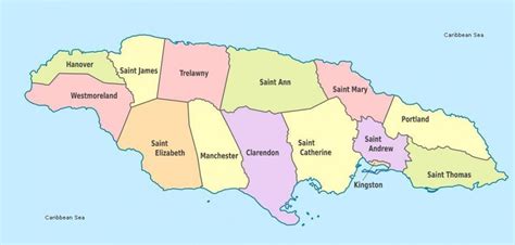 Map of jamaica parishes and capitals - A map of jamaica with parishes and capitals (Caribbean ...