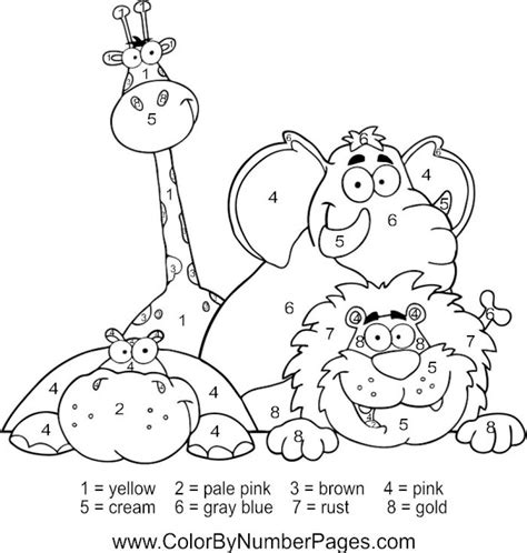 Zoo Animals Color By Number Worksheet