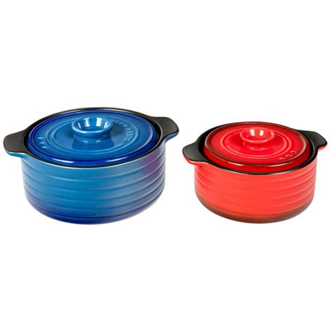 2 Pieces Ceramic Cookware Set with Lid and Insulated Handle