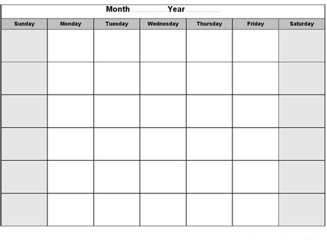 printable blank monthly calendar activity shelter - printable calendar no dates calendar ...