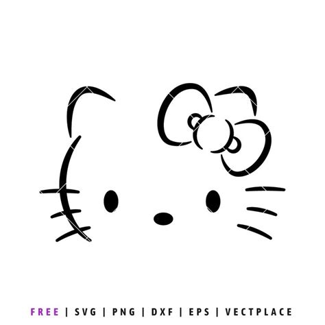 a black and white drawing of a hello kitty face on a white background with the text free svg ...