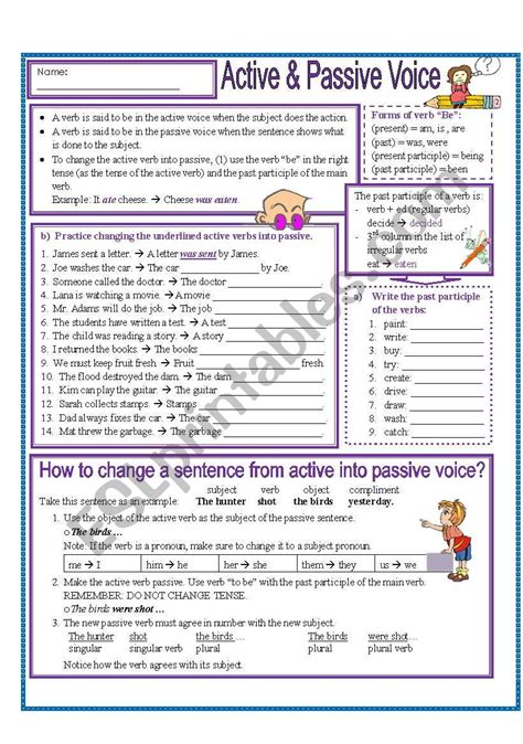 Active Passive Voice Worksheet - Wordworksheet.com