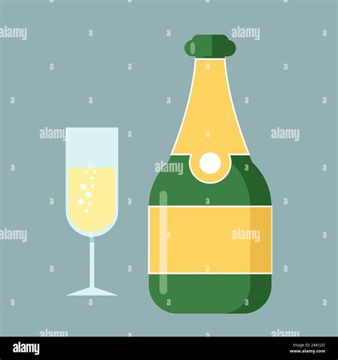 Champagne, illustration, vector on white background Stock Vector Image ...