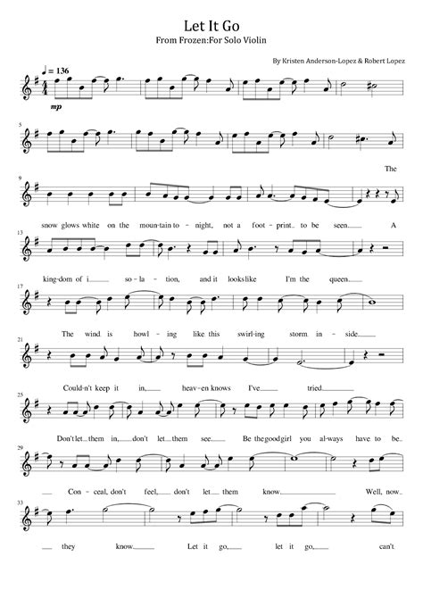 Let It Go (arr. poon) by Idina Menzel Sheet Music for Violin Solo at ...