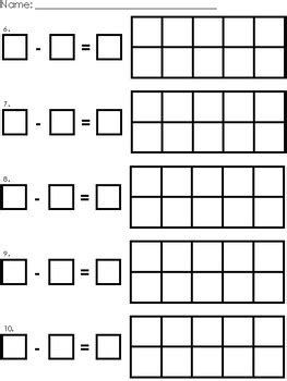 CRA addition & subtraction ten frame and double tens frame worksheet