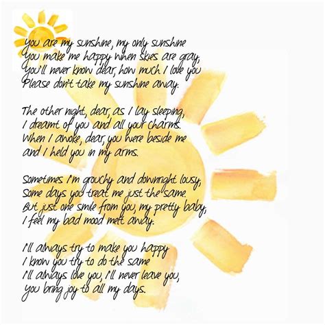 Sunshine | Sunshine songs, Sunshine quotes, Lullaby lyrics