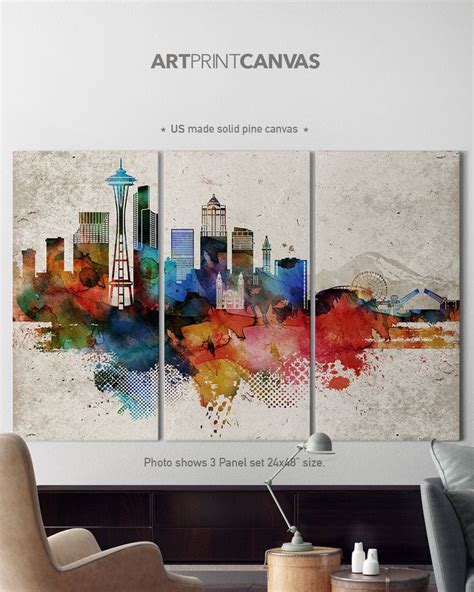 Seattle Canvas Art 3 Canvas Set Seattle Skyline Set of 3 - Etsy ...