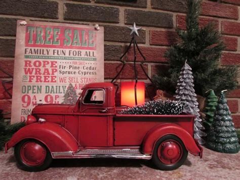 Vintage Red Truck with Christmas tree. | Christmas red truck, Rustic christmas, Cabin christmas