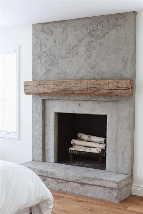 concrete fireplace with reclaimed wood mantel from real antique wood - lindsay marcella design # ...