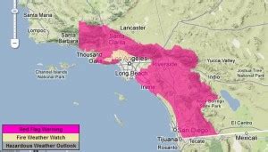 Red Flag Warning for southern California