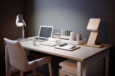 Premium AI Image | modern work desk with minimalist white desk hd wallpaper