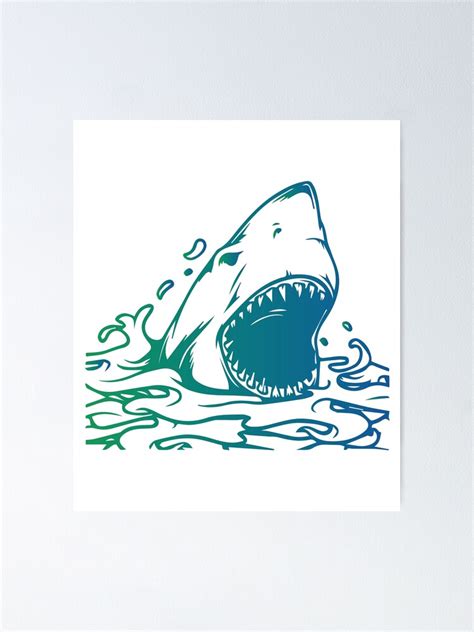 "Great White Shark Drawing" Poster for Sale by Cute--Animals | Redbubble