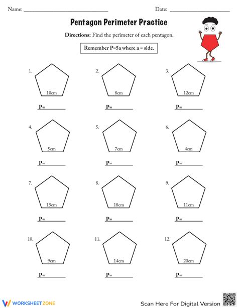 Pentagon Perimeter Practice Worksheet