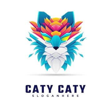 Premium Vector | Colorful cat logo template