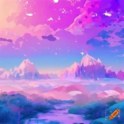 Dreamy pastel anime landscape on Craiyon