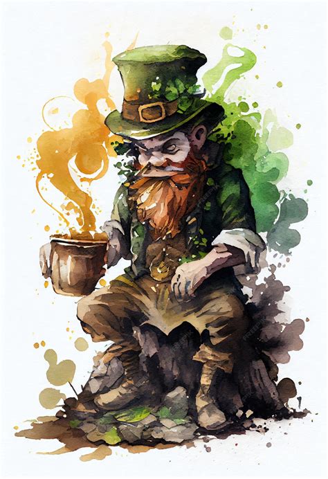 Premium Photo | Leprechaun folklore mythical creature in watercolor graphic art