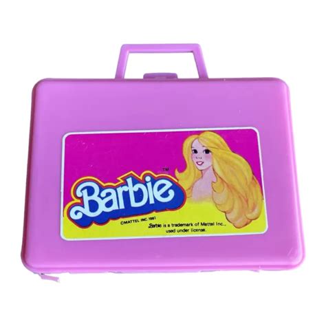 VINTAGE CIRCA 1981 Mattel Barbie Pink Plastic Suitcase For Doll Clothes Play $9.99 - PicClick