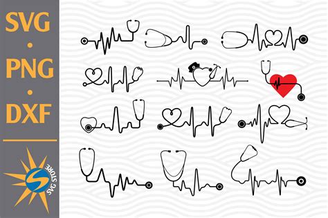 Stethoscope Heartbeat SVG, PNG, DXF Digital Files Include By ...