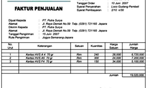 Contoh Faktur Penjualan Tunai Adalah - IMAGESEE