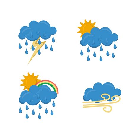 Premium Vector | A set of weather icons with different weather conditions.