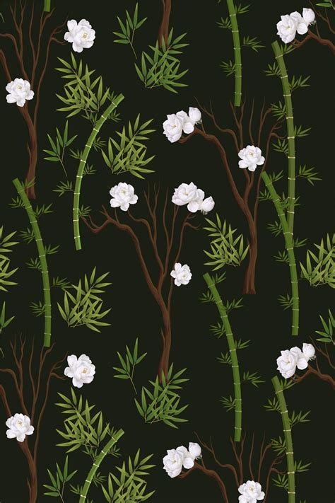 Dark green botanical Peel and Stick Wallpaper or Non-pasted