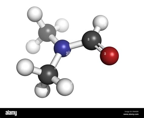 dimethylformamide (DMF) solvent molecule, chemical structure. DMF is a commonly used solvent in ...