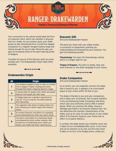 Preview the Drakewarden Ranger Subclass From Fizban's Treasury of Dragons! | Dungeons & Dragons