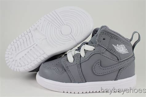 NIKE JORDAN 1 MID FLEX TD COOL GRAY/WHITE HI HIGH TODDLER CRIB BABY ...