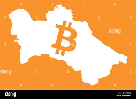 Turkmenistan map with bitcoin crypto currency symbol illustration Stock ...