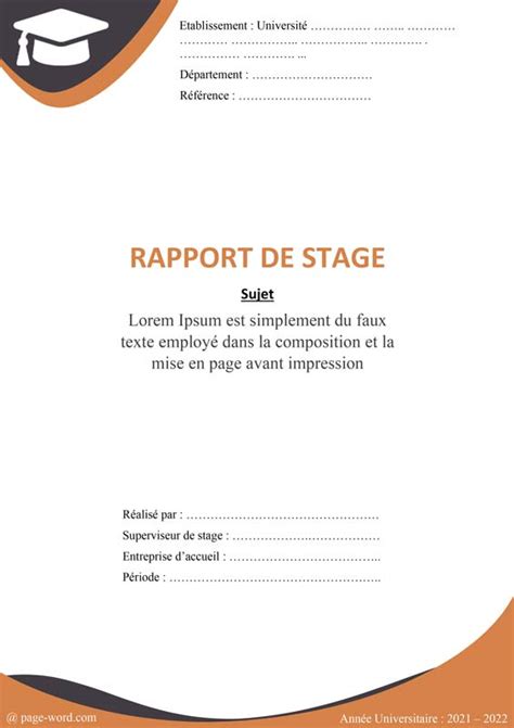 Docx Exemple Page De Garde Pour Un Rapport De Stage Design Page ...