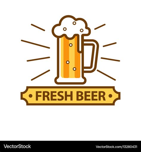 Fresh light beer glass with white foam logo on Vector Image