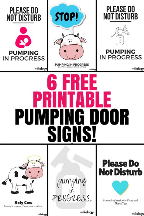 Free printable pumping door signs for breastfeeding and pumping mamas! Easily print out at home ...