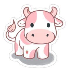 Strawberry Cow Sticker: Kawaii Stickers- Planner Stickers -Journal- Cottage Core Stickers ...